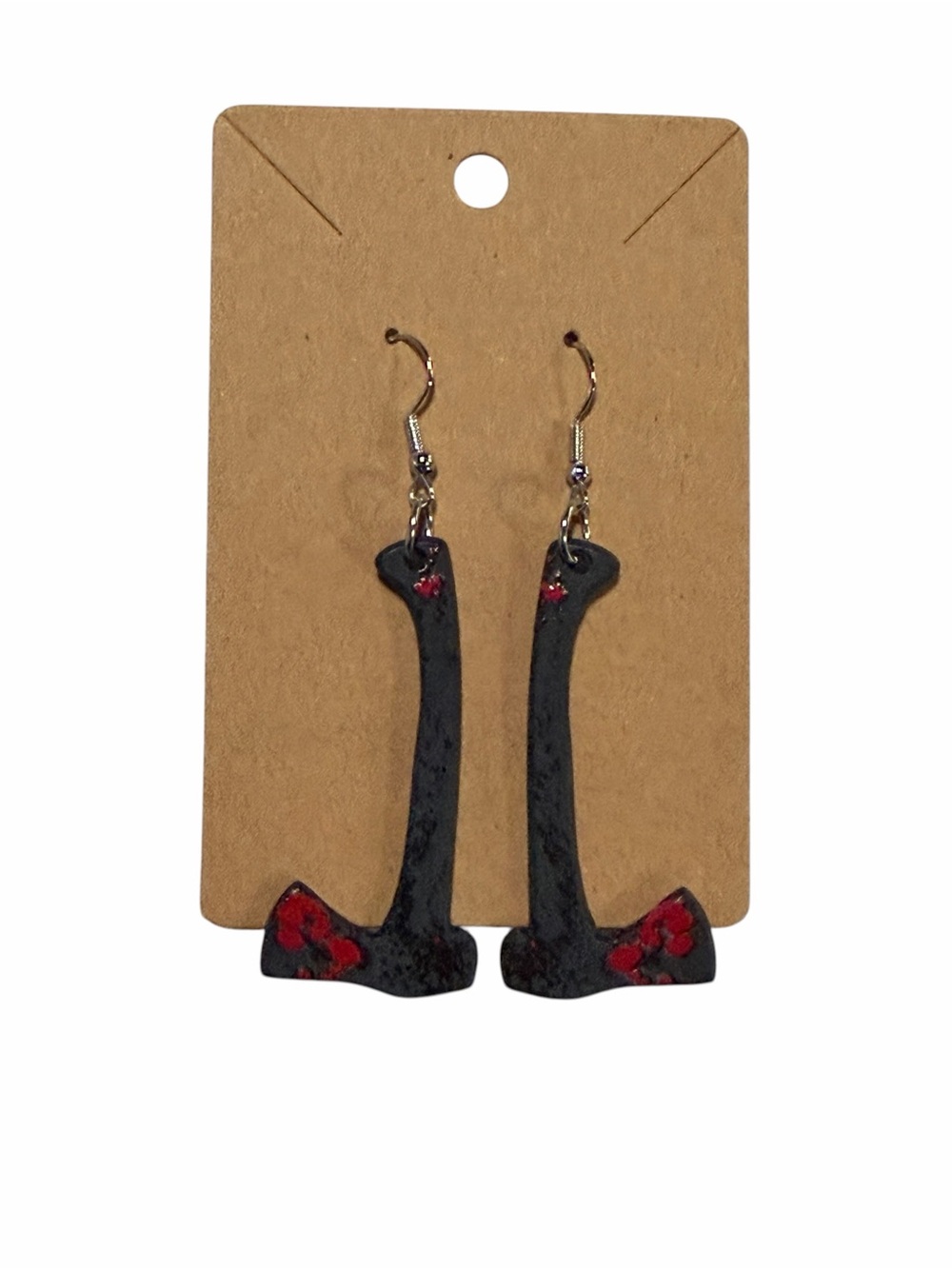 Black and Red Axe Dangle Earrings - Women Accessories